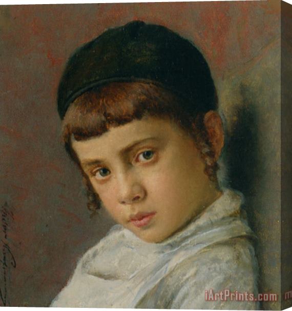 Isidor Kaufmann Portrait of a Young Boy with Peyot Stretched Canvas Print / Canvas Art