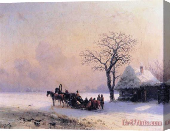 Ivan Constantinovich Aivazovsky Winter Scene in Little Russia Stretched Canvas Print / Canvas Art