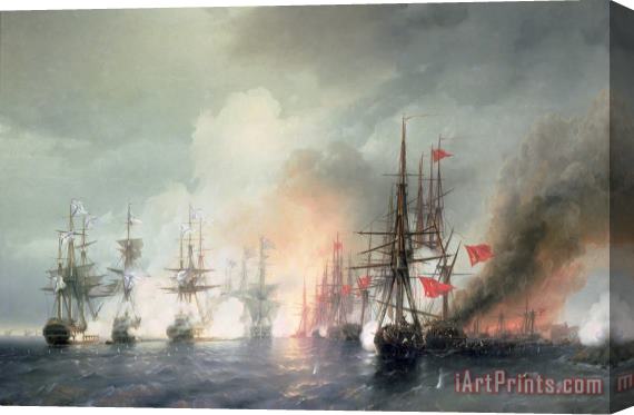 Ivan Konstantinovich Aivazovsky Russian Turkish Sea Battle of Sinop Stretched Canvas Painting / Canvas Art