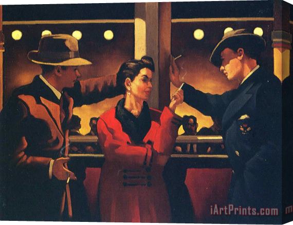 Jack Vettriano Cleo And The Boys Ii Stretched Canvas Print / Canvas Art