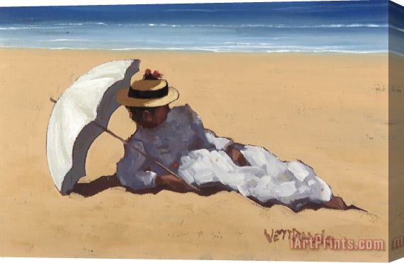 Jack Vettriano On The Beach Stretched Canvas Painting / Canvas Art