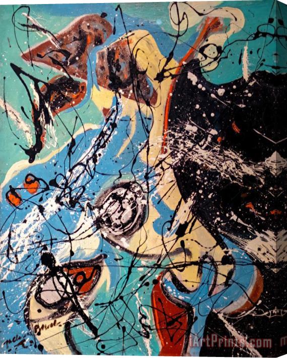 Jackson Pollock Composition Stretched Canvas Painting / Canvas Art
