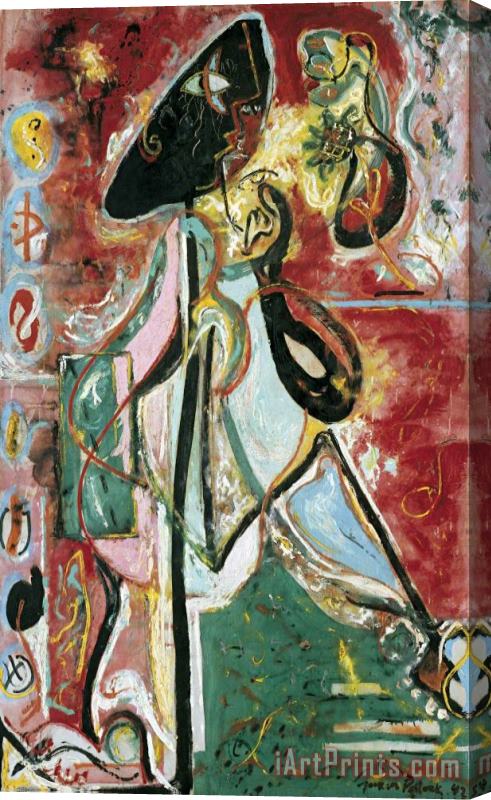 Jackson Pollock Moon Woman Stretched Canvas Painting / Canvas Art