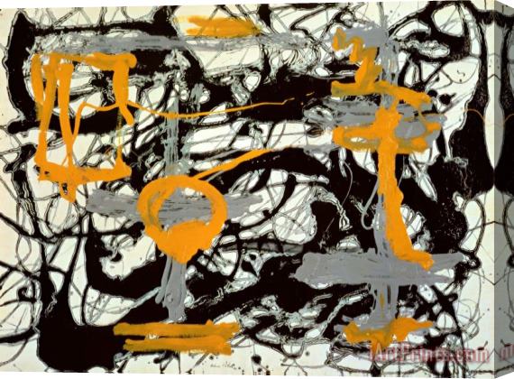 Jackson Pollock Yellow Grey Black Stretched Canvas Painting / Canvas Art
