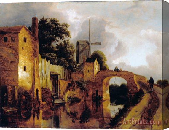 Jacob Isaacksz. van Ruisdael Canal with Bridge Stretched Canvas Print / Canvas Art