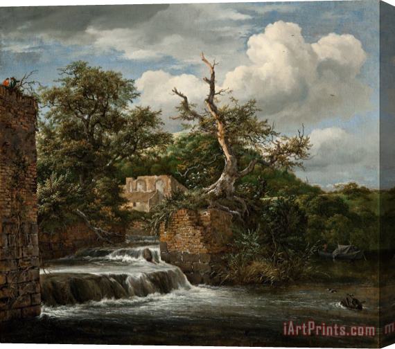 Jacob Isaacksz. van Ruisdael Landscape with a Mill Run And Ruins Stretched Canvas Painting / Canvas Art