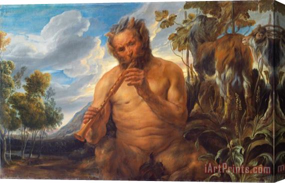 Jacob Jordaens Satyr Playing The Pipe (jupiter's Childhood) (fragment) Stretched Canvas Print / Canvas Art