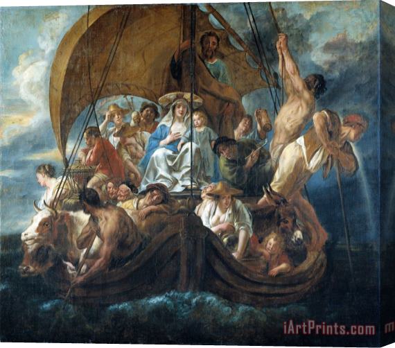 Jacob Jordaens The Holy Family with Various Persons And Animals in a Boat Stretched Canvas Print / Canvas Art