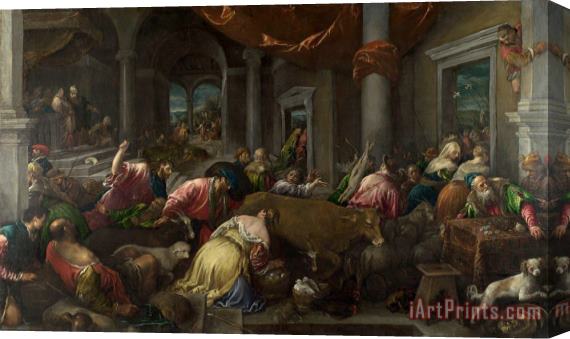 Jacopo Bassano and workshop The Purification of The Temple Stretched Canvas Print / Canvas Art