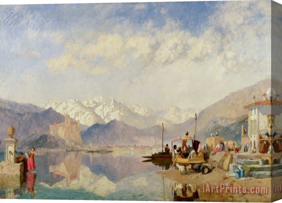 James Baker Pyne Recollections of the Lago Maggiore Market Day at Pallanza Stretched Canvas Painting / Canvas Art