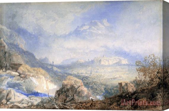 James Baker Pyne Valley of The Rhone with The City And Citadel of Sion in Switzerland Stretched Canvas Print / Canvas Art