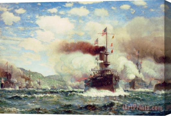 James Gale Tyler Naval Battle Explosion Stretched Canvas Painting / Canvas Art