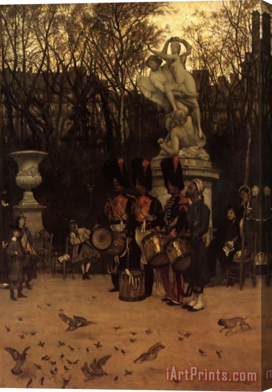 James Jacques Joseph Tissot Beating The Retreat in The Tuileries Gardens Stretched Canvas Painting / Canvas Art