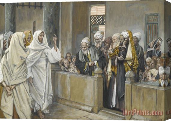 James Jacques Joseph Tissot The Chief Priests Ask Jesus by What Right Does He Act in This Way Stretched Canvas Painting / Canvas Art