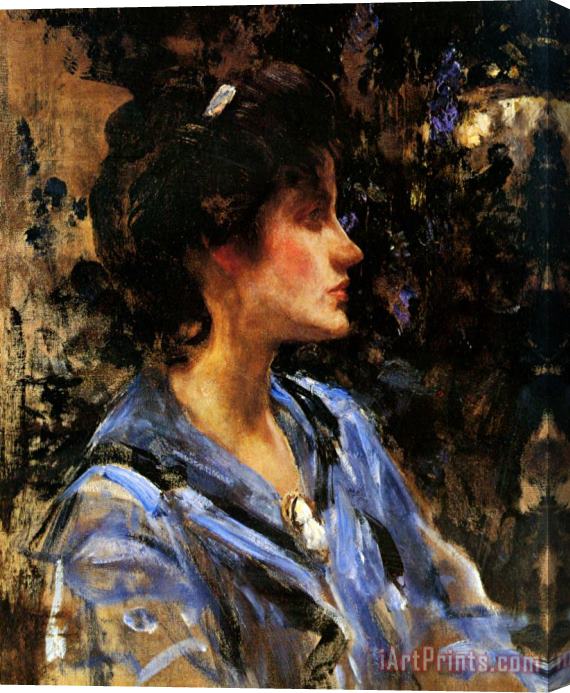 James Jebusa Shannon Young Woman in Blue Miss H. Strom Stretched Canvas Painting / Canvas Art