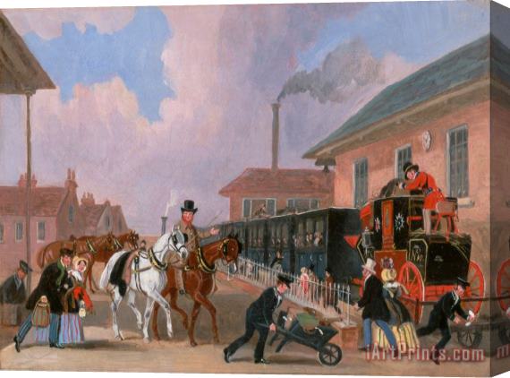 James Pollard The Louth London Royal Mail Travelling by Train From Peterborough East, Northamptonshire Stretched Canvas Print / Canvas Art