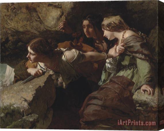 James Sant Courage, Anxiety, And Despair Watching The Battle Stretched Canvas Print / Canvas Art