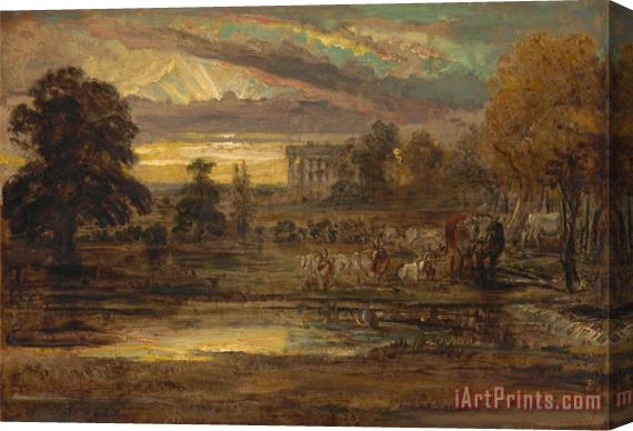 James Ward Cattle at a Pool at Sunrise Stretched Canvas Print / Canvas Art