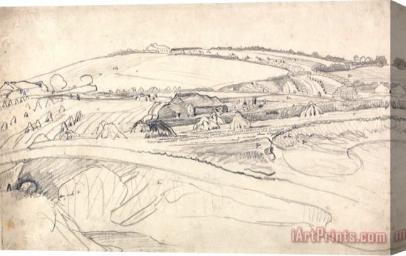 James Ward Landscape with a Farm And Cornstalks Stretched Canvas Print / Canvas Art