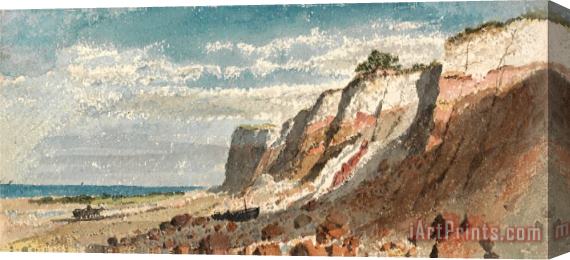 James Ward Seashore And Cliffs, with a Horse And Cart And a Beached Boat on Shore Stretched Canvas Painting / Canvas Art