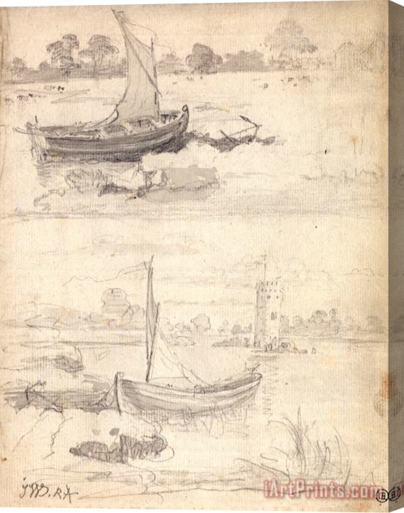 James Ward Studies of Boats on a Riverside Stretched Canvas Print / Canvas Art