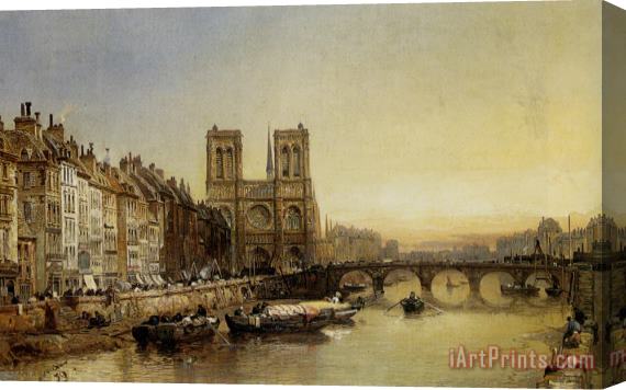 James Webb Notre Dame From The River Seine Stretched Canvas Print / Canvas Art