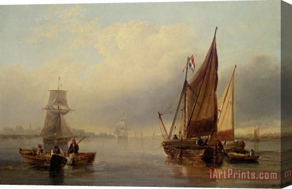 James Wilson Carmichael French Fishing Vessels Heading Out to Sea Stretched Canvas Print / Canvas Art