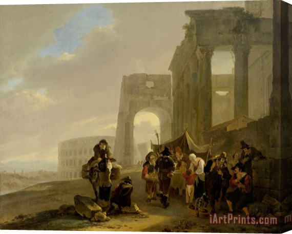 Jan Both Street Scene Placed Among Roman Ruins Stretched Canvas Print / Canvas Art
