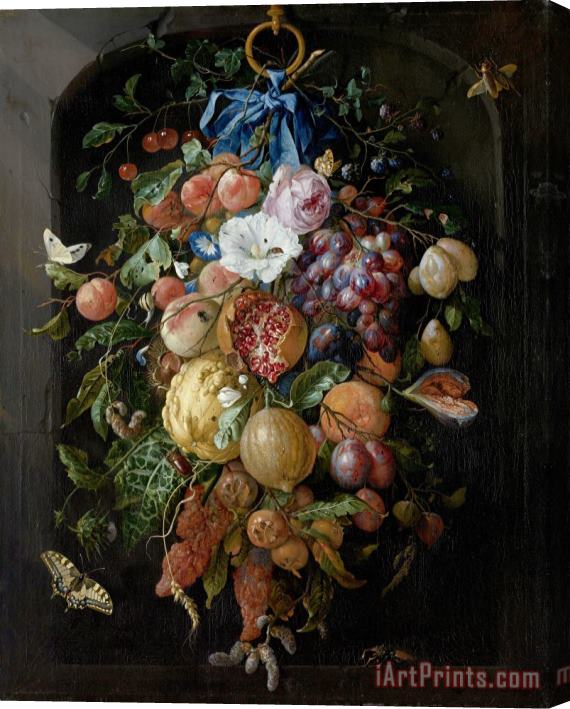 Jan Davidsz de Heem Festoon of Fruit And Flowers Stretched Canvas Print / Canvas Art