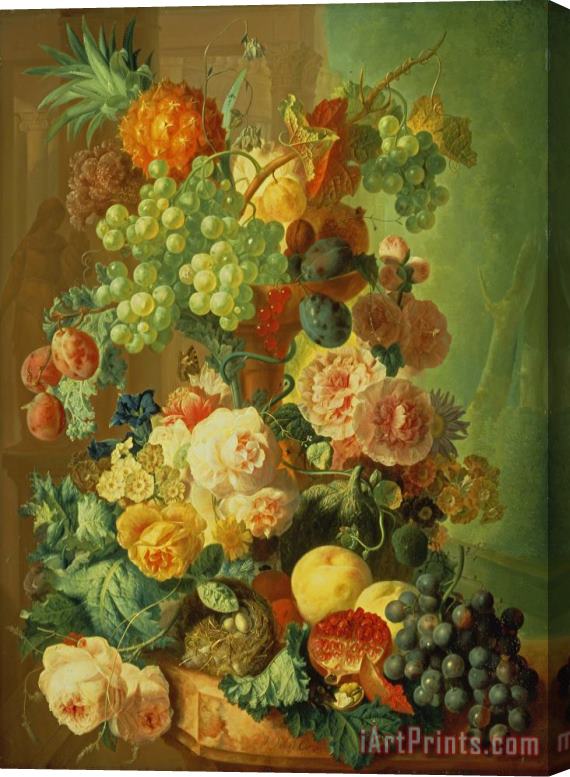 Jan van Os Still Life with Fruit and Flowers Stretched Canvas Print / Canvas Art