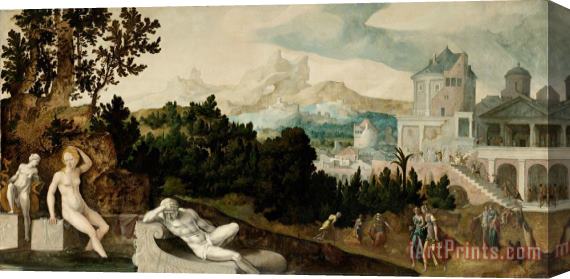Jan Van Scorel Schoorl Landscape with Bathsheba Stretched Canvas Print / Canvas Art