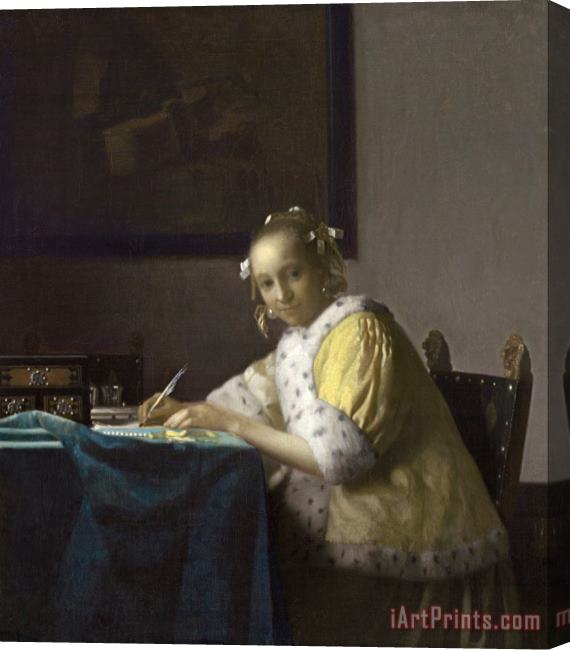 Jan Vermeer A Lady Writing Stretched Canvas Painting / Canvas Art