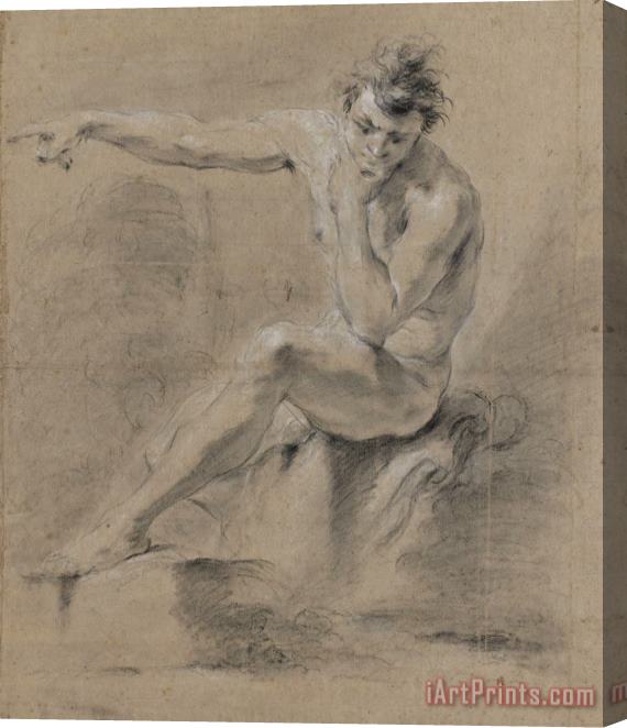 Jan Willem Pieneman Zittend Mannelijk Naakt, Naar Links, De Armen Op De Rug Stretched Canvas Print / Canvas Art