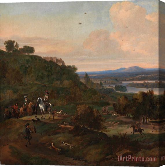 Jan Wyck Heron Hawking Below Stirling Castle Stretched Canvas Painting / Canvas Art