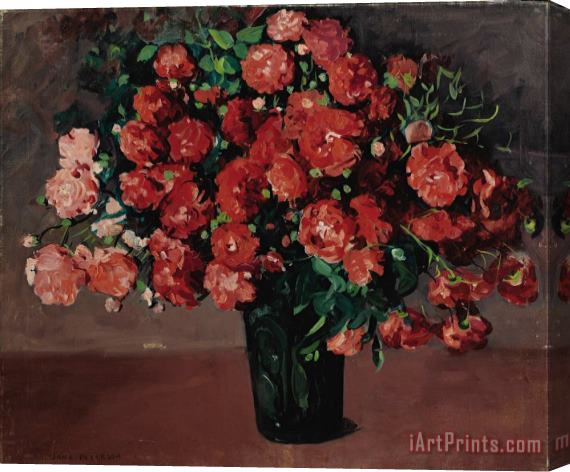 Jane Peterson Bouquet of Red Flowers Stretched Canvas Painting / Canvas Art