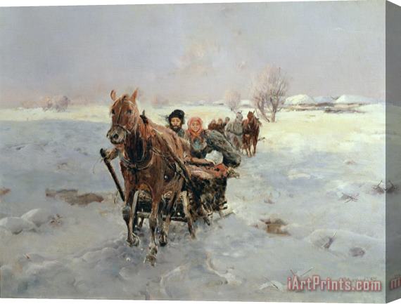 Janina Konarsky Sleighs in a Winter Landscape Stretched Canvas Painting / Canvas Art