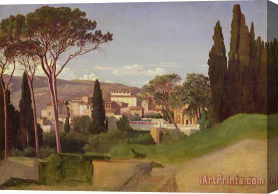 Jean Achille Benouville View of a Villa Stretched Canvas Print / Canvas Art