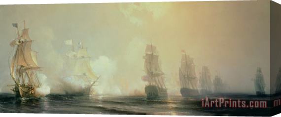 Jean Antoine Theodore Gudin Naval Battle in Chesapeake Bay Stretched Canvas Print / Canvas Art