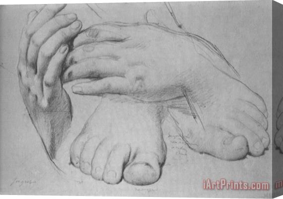 Jean Auguste Dominique Ingres Study of Hands And Feet for The Golden Age Stretched Canvas Print / Canvas Art