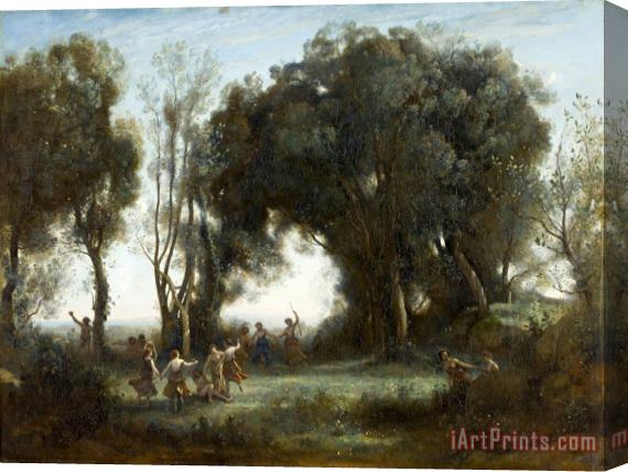 Jean Baptiste Camille Corot A Morning. The Dance of The Nymphs Stretched Canvas Print / Canvas Art