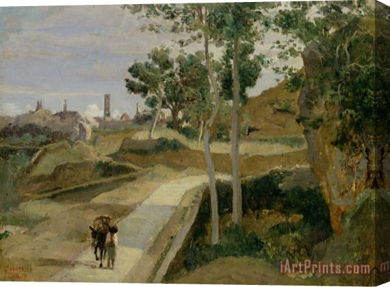 Jean Baptiste Camille Corot Road from Volterra Stretched Canvas Painting / Canvas Art