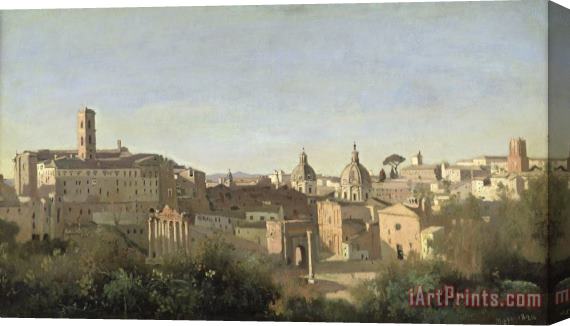 Jean Baptiste Camille Corot The Forum seen from the Farnese Gardens Stretched Canvas Print / Canvas Art