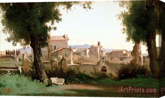 Jean Baptiste Camille Corot View From The Farnese Gardens, Rome Stretched Canvas Print / Canvas Art