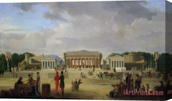 Jean Baptiste Louis Cazin View of the Grand Theatre Constructed in the Place de la Concorde for the Fete de la Paix Stretched Canvas Print / Canvas Art