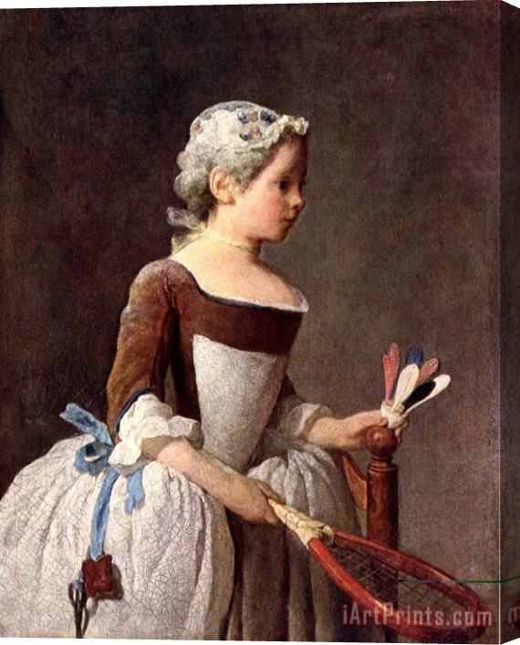 Jean-Baptiste Simeon Chardin Girl with a Featherball Racket Stretched Canvas Print / Canvas Art