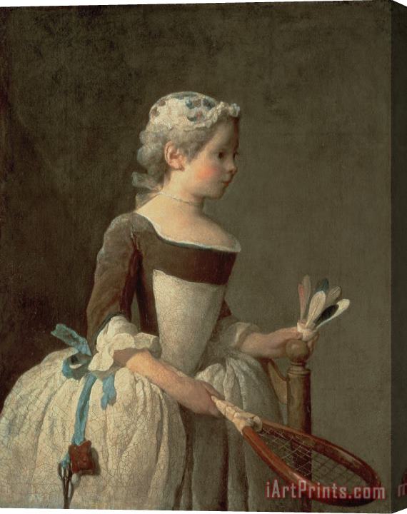Jean-Baptiste Simeon Chardin Girl with Racket and Shuttlecock Stretched Canvas Painting / Canvas Art
