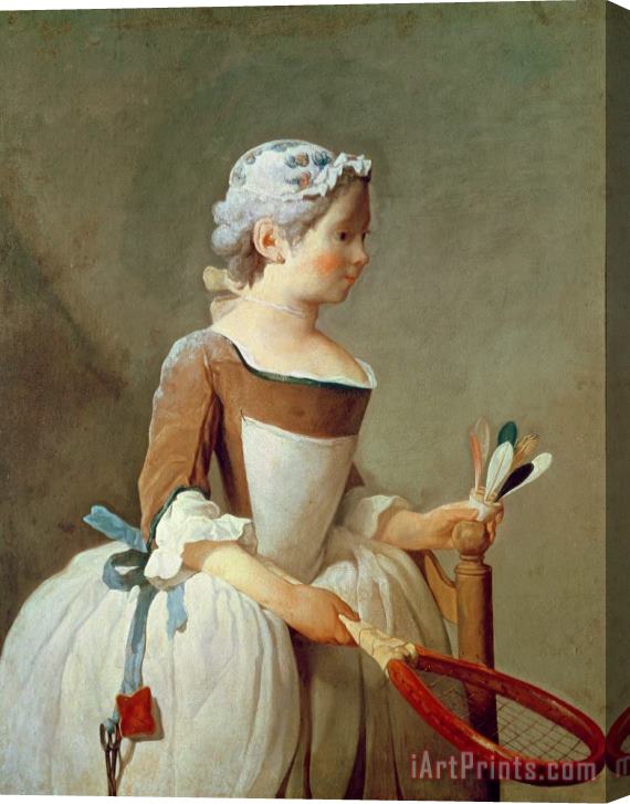 Jean-Baptiste Simeon Chardin Girl With Racket And Shuttlecock Stretched Canvas Painting / Canvas Art