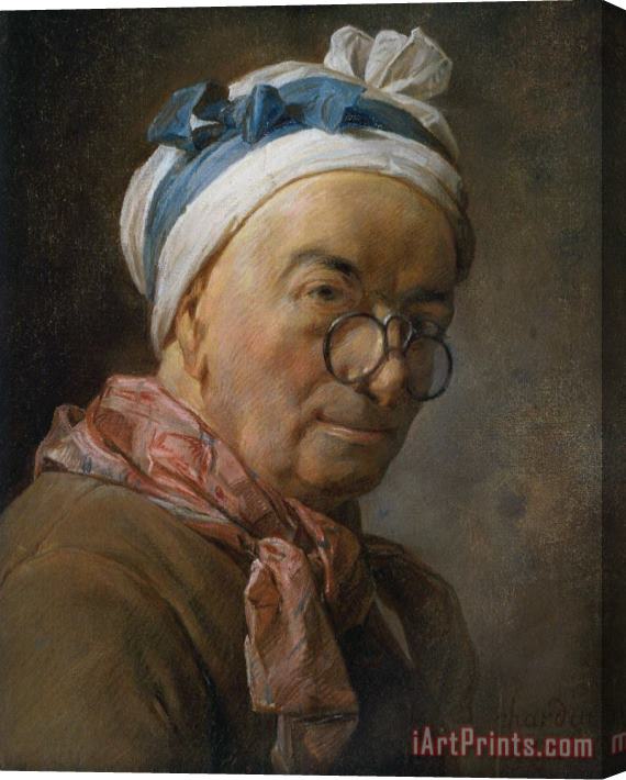 Jean-Baptiste Simeon Chardin Selfportrait with Glasses Stretched Canvas Print / Canvas Art