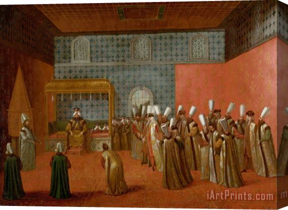Jean Baptiste Vanmour Ambassador Cornelis Calkoen at His Audience with Sultan Ahmed III Stretched Canvas Print / Canvas Art
