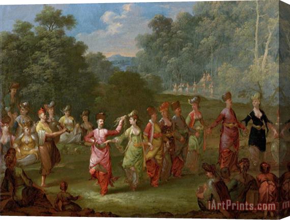 Jean Baptiste Vanmour Greek Men And Women Dancing The Khorra Stretched Canvas Print / Canvas Art